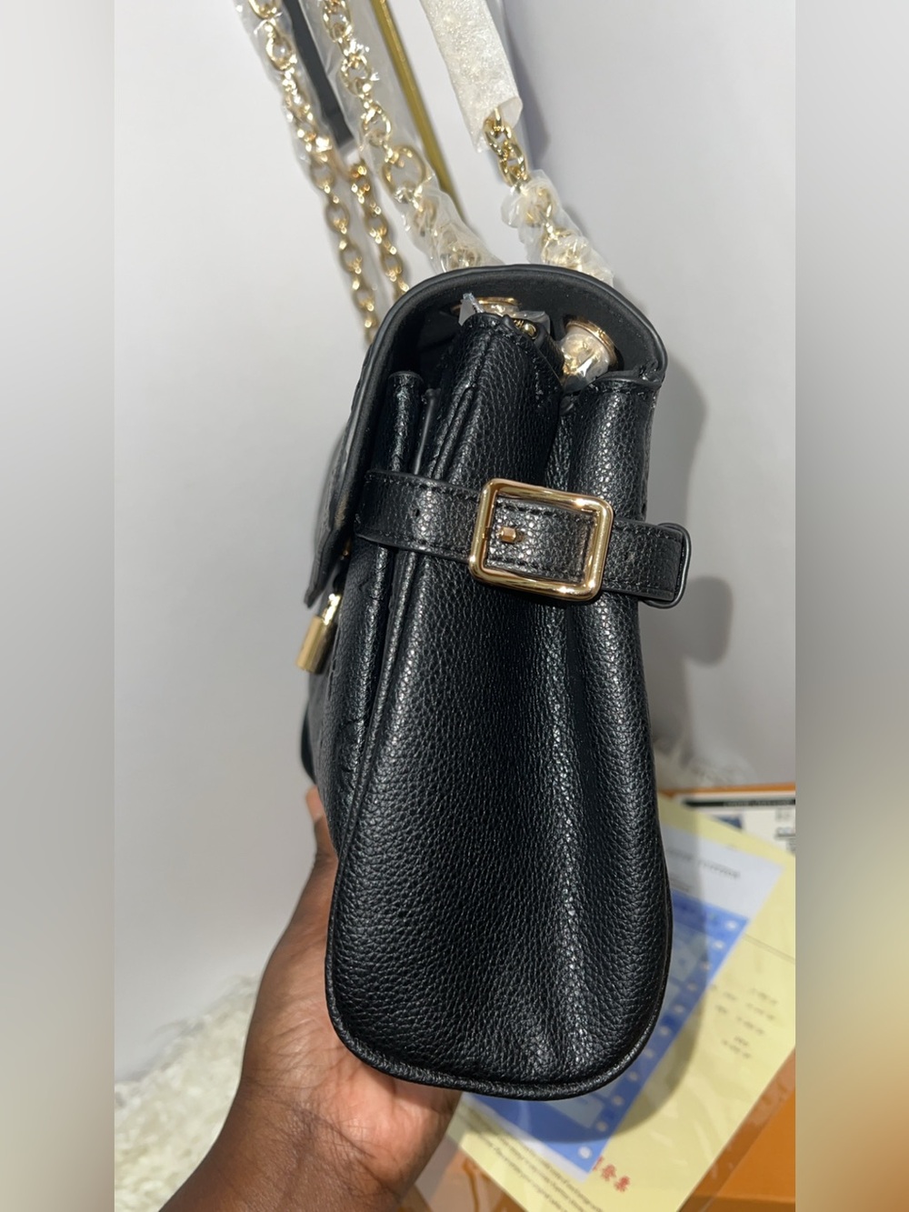 Black Fashion Monogram Chain Shoulder Bag - Picture 11 of 13